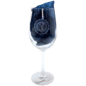 wine glass with etched Penn State University seal image